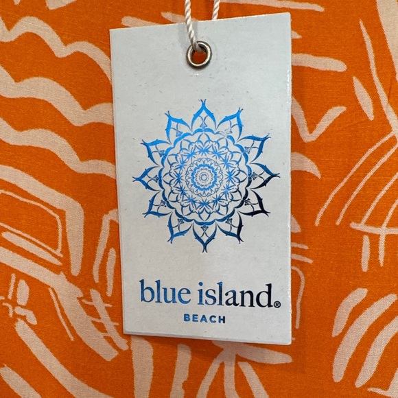Orange Patterned Women's Beach Coverup~blue island~NWT - Picture 2 of 6